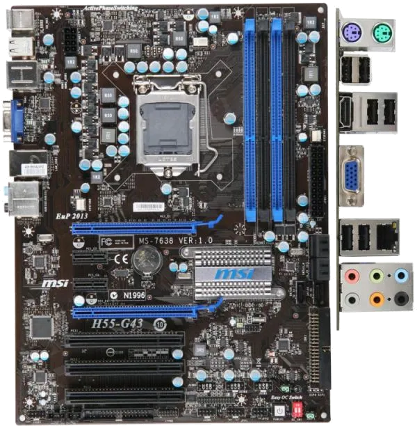 Ремонт материнских плат  MSI H55-G43 в Москве